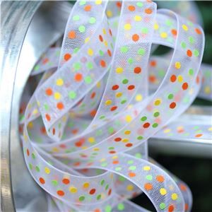 Organza Swiss Dot Ribbon - White/OLY